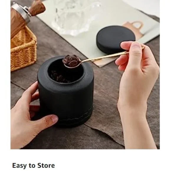 Large Vintage Ceramic Jar - Kitchen Food Canister w/ Airtight Lid (Black) - Picture 7 of 10